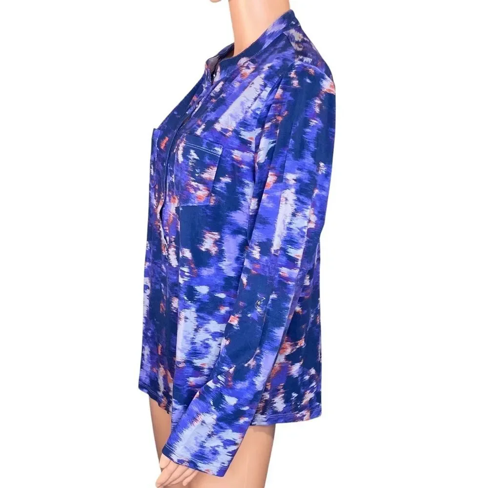 Relativity Henley Pull Over Stretchy Size XL Spatter Print Long Sleeve